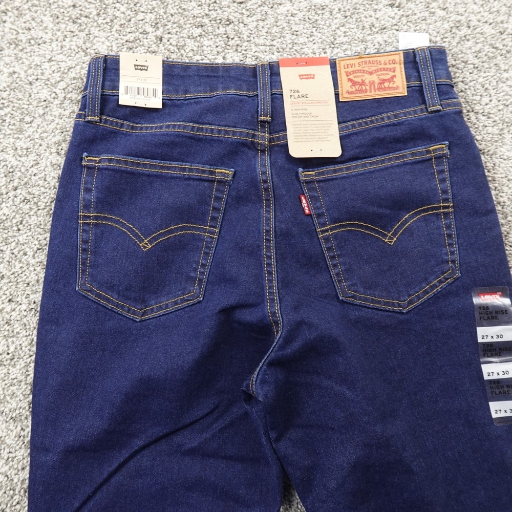 NEW Levis Jeans Womens 27 Dark Blue Denim Pants 726 Flare High Rise Boho Stretch
